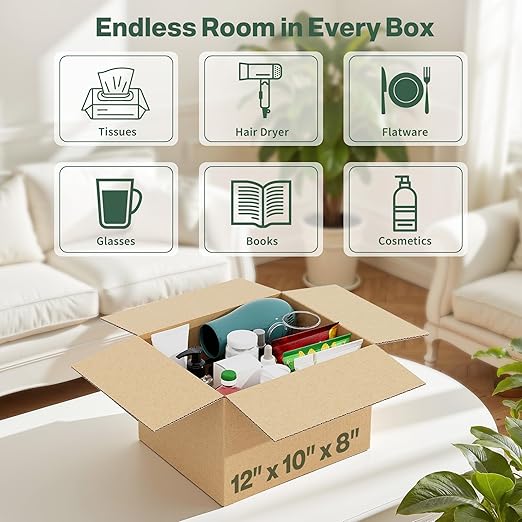 12x10x8 Shipping Boxes Small Moving Boxes, 25 Packs Cardboard Box Corrugated Boxes Shipping Box Moving Box for Business Packaging Box