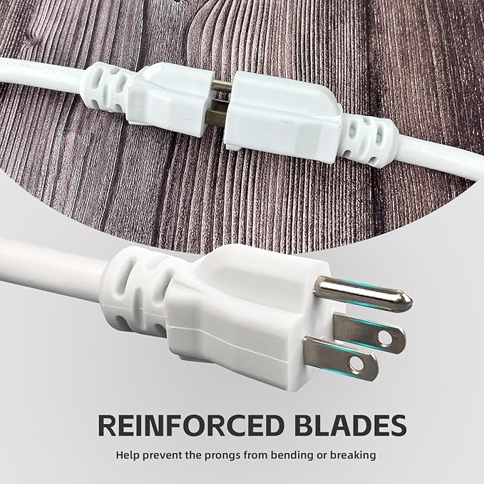12 Gauge Indoor Outdoor White Extension Cord Heavy Duty 10 FT, 12 AWG SJTW Electrical Cable, Weather-Resistant Power Cord, Great for Garden, Offices and Lawns