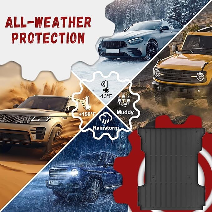 Truck Bed Mat Fit Ford F150 & Lightning 2015-2026 6.5FT Standard Bed (Not Fit 5.5FT/8FT), TPE All Weather Truck Bed Liner Cargo Liner F150 Accessories