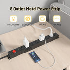 KF 8 Outlet Heavy Duty Power Strip Surge Protector, 2100J Surge Protection Power Strip, 15A/1875W Mountable Power Strips with Upgraded Switch, 14AWG 12FT Power Cord