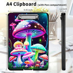 A4 Clipboards,Heavy Duty Waterproof Nursing Plastic Folder Clipboard with Storage Clip Boards,File Folder Storage Box Clipboard Case for Teacher,Doctor,Offices,Pretty Mushroom