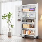 INTERGREAT Rolling Metal Cabinet with Wheels,72" Locking Storage Cabinet with Adjustable Shelves,Large Capacity Pulley Cabinets for Home Office,School,Garage(White)