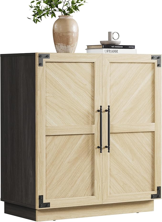 SICOTAS Sideboard Buffet Cabinet with Storage - Modern Farmhouse Credenza with Doors and Adjustable Shelves Fluted Kitchen Buffet Storage Cabinets Coffee Bar Cabinet