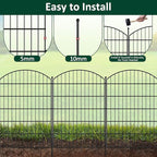 No Dig Dog Fence Outdoor for Yard: Heavy Duty Garden Fence Animal Barrier 10 Panels Metal Fencing Panels 32IN H x 23.6IN W with Ground Stakes for Dog Containment, Backyard Safety