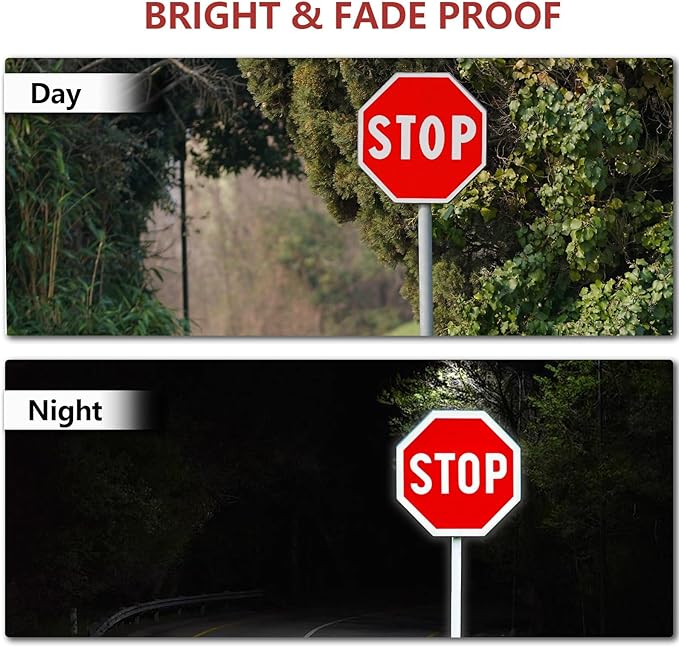 3 Pack Large Stop Signs, 30 x 30 Inches Street Road Sign, UV Protected and Weather Resistant, Octagon Rust Free Aluminum Sign, 2 Pre-drilled Holes