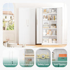 Greenvelly Metal Storage Cabinet, 63" H Locking Metal Storage Cabinet with Doors and 4 Shelves, Lockable Steel Cabinets for Kitchen, Bedroom, Living Room, Office (White)