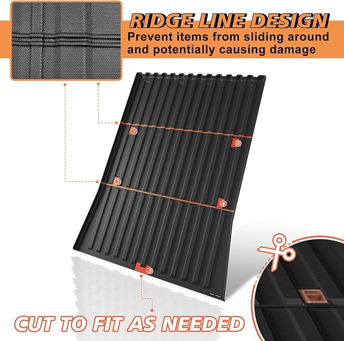 TripleAliners Truck Bed Mat Compatible with 2025 2026 Tesla Cybertruck Accessories Vehicle Perfectly Flush All Weather Protection TPE Heavy Duty Pickup Car Bed Cargo Mat (Corrugated Design Front Wall)