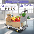 Heavy Duty Platform Truck Cart Foldable Flat Cart Push Cart Dolly Large Platform Cart w/ 5'' Swivel Wheels 2000LBS Capacity Moving Hand Dolly for Groceries, Garage, Warehouse (35'' L x 22.5'' W)