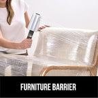 GORILLA GRIP 500% Shrink Wrap Roll with Handle, 5" 500ft Plastic Wrap Stretch Film, Puncture Resistant Industrial Strength Moving Supplies, Pallet Storing, Packing Furniture Protection, 2 Pack Clear
