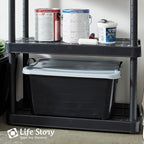 Life Story 24 Pack Heavy Duty Stackable Storage Bin, 55 Quart Home Organizer, Versatile Lightweight Locking Bins with Carrying Handles, Black/Gray