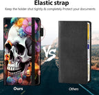 Car Registration and Insurance Holder, Leather Car Glove Box Organizer, Cool Car Accessories for ID, Driver's License Cards & Essential Document,business cards,Men&Women,Skull Flower