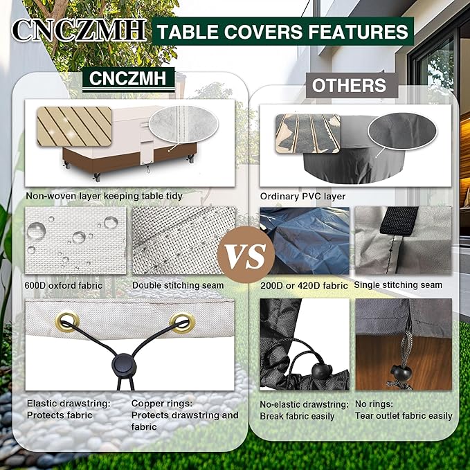 Heavy Duty Patio Furniture Covers Waterproof, 600D Outdoor Furniture Cover Waterproof for Sectional Sofa Couch, Outdoor Dining Table and Chair Set Covers 111''L x 74''W x 28''H, Beige Brown
