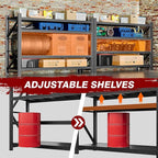 9000LBS Metal Steel Storage Shelves - 75" W Black 4 Tier Heavy Duty Rack Commercial Industrial Shelving with Adjustable Shelf for Basement Garage Warehouse - 75" W x 24" D x 70" H