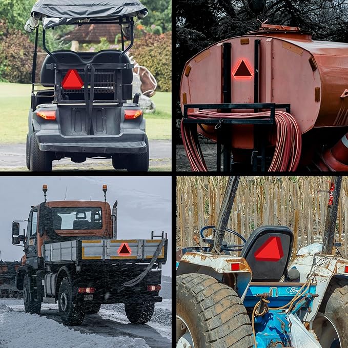 3 Pack Slow Moving Vehicle Triangle Sticker,8 x 7 inch Diamond Grade Reflective Slow Moving Vehicle Sign for Golf Cart Tractor UTV Waterproof,Self-adhesive Vinyl Sign for Easy Installtaion