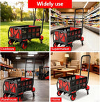 2 in 1 Hand Truck Dolly Foldable, 330LB Folding Hand Truck Heavy Duty Carrying, Folding Hand Cart with Retractable Handle Dolly Cart for Moving