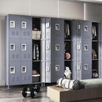 72" Tall Emplyee Locker with Shelves and Hooks 9 Doors Steel Sports Locker for Office Home Bedroom School Gym Garage, Metal Staff Locker Locking Storage Lockers Cabinet,Grey