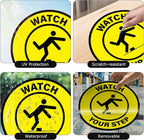 5 Pack Watch Your Step Floor Sticker Anti-Slip Safety Caution Sign 17 × 17 Inches Self Adhesive Vinyl Waterproof Signage for Workplace Stair Public Area