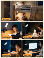 Clip on Light,9 Brightness+5 Color Rechargeable Desk Lamp,4000mAh Battery Operated Lights,450 Lumen 48 LED Desk Lamp with Clamp Light,Cordless Reading Lamps for Bed/Headboard/Bedside Table