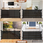 55" Retractable Baby Gate Extra Wide, 41" Tall Retractable Dog Gate for Stairs, Doorways, Decks, Mesh Gate Long Child Gate Pet Gate for Indoor, Outdoor, with Reinforced Mesh Rods, Dual Locks