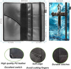 Car Registration and Insurance Holder,Leather Vehicle Glove Box Organizer Wallet for Document,Perfect for any Car,Truck,Motorcycle,Driver License,Trailer or Boat,Men & Women,Wooden Christian Cross