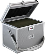 File Storage Cabinet File Organizer Document Organizer File Box in Office and Home with Combination Lock with 20 Letter Size Hanging Files (Diamond Silver)