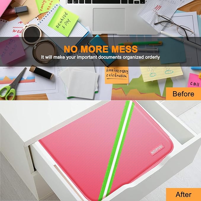 Document Organizer with 5200℉ Heat Insulated, 16.1"x11.4"x4.3" Waterproof and Fireproof Document Box with Lock, Home Strong Fireproof Safe Storage Box for Legal Size Documents and File，Pink