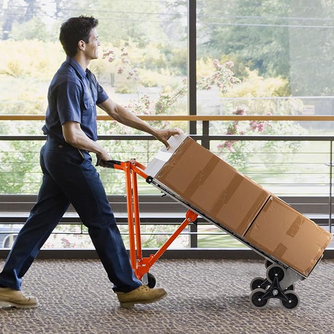 3in1 Aluminum Hand Truck 880 lb Capacity, Stair Climbing Cart Utility Cart Converts from Hand Truck Dolly to Platform Cart 3 Positions for Transport & Moving with 10" Rubber Wheels