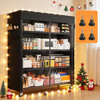 REIBII 72.8" H Storage Shelves with Cover & Wheels, Wire Shelving Heavy Duty Metal Shelving for Pantry Garage Kitchen Commercial Industrail, Storage Rack Shelf Shelving, 35" W*16" D*72.8" H
