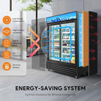 Wilprep Commercial Refrigerator, 37 cu. ft. Upright Beverage Display Refrigerator with LED Lighting, 52.4" Sliding Glass Door Merchandiser Fridge, ETL, ETL sanitation Listed
