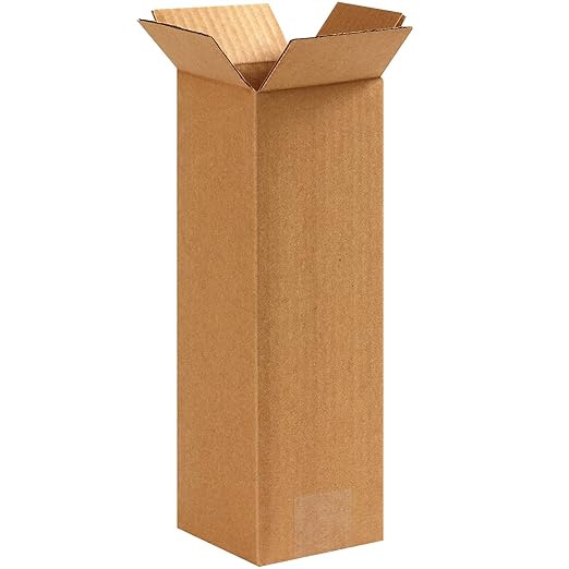 BOX USA Shipping Boxes 4"L x 4"W x 12"H, 25-Pack Tall Corrugated Boxes for Shipping, Packaging, Moving, Storage Box for Home or Business, Strong Wholesale Bulk Boxes