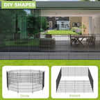 8 Panels No Dig Garden Fence with Gate, 48in(H) × 21ft(L) Decorative Metal Outdoor Dog Fence, Rustproof Pet Fencing for Yard, Patio, Flower Bed -Temporary Fencing| Easy to Install