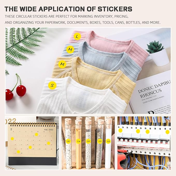 PARLAIM 1/2 Inch Round Adhesive Color-Code Dot Stickers,500 Stickers Inventory Dots Label in Dispenser Box,Yellow Circle Coding Labels for Office Home (Yellow)