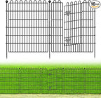 10 Panels No Dig Decorative Garden Fence with Gate for Yard, 32 in(H) X 23.6 ft(L) Animal Barrier Fencing for Outdoor Dog, Metal Portable Garden Fences for Borders, Pets, Landscape, Temporary Fence