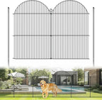10Pcs No Dig Garden Fence, 32in(H)/24ft(L) Rustproof Metal Dog Fence Outdoor for Yard, Tall Animal Barrier Pet Fencing, Border Panel for Dog, Rabbits, Patio, Flower Bed, Garden Decor