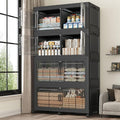 160Gal Stackable Storage Bins with Lid, 640Qt Extra Large Collapsible Storage Box with Wheels, Dividers, Folding Plastic Cabinet Closet Organizers for Home Kitchen Office Dorm, 4Pack Black