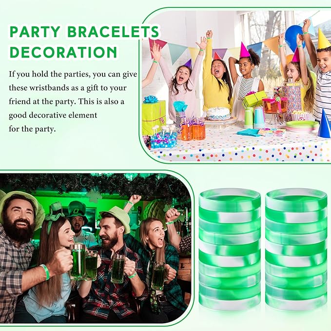 Liliful 100 Pcs Silicone Rubber Wristbands Rubber Wristband Bracelet Bands for Silicone Wristbands for Women Men(Green and White)