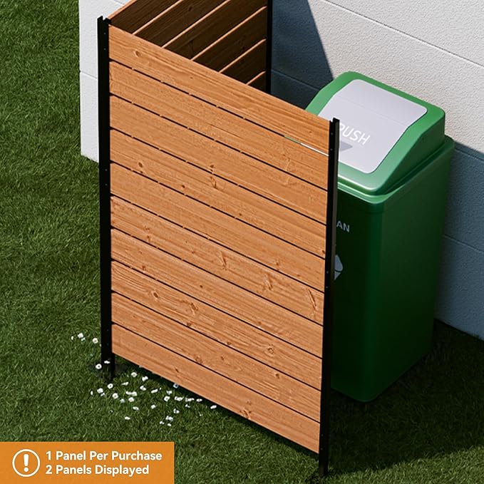 Modern Shade 5' x 3' Wood Privacy Fence Screen (1 Panel) Natural Wood, Outdoor Privacy Fence Panel for Deck Balcony, Conceals Trash Cans Air Conditioner, Ultimate Fence Privacy Screen