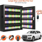 100 Keys Key Cabinet, Anti-Theft Key Lock Box with Key Tags, Adjustable Key Organizer Wall Safe for Car Office House Garage Rental Business