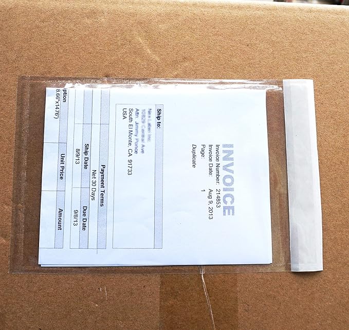 Premium 4.7''x7.5'' Packing List Envelope, Tailored Size for 4x6'' Shipping Labels,Self Adhesive Shipping Label Pouch/Sleeve (300 pack)