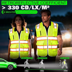 BeautyWill Custom Logo 10 Pockets Safety Vest Class2 ANSI Certified High Visibility Reflective Vest