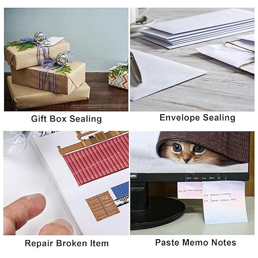 BOMEI PACK 8Rolls Clear Tape Refills for Dispenser, 1 inch x 60yds, Transparent Gift Wrap Tape 3inch Core for Home, Office