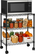 3 Tier Wire Shelving Unit Storage Rack, Metal Heavy Duty Utility Organizers, Organization Units for Metal Shelves, Pantry, Garage, Laundry Racks Durable Shelf Stand, 14"W x 24"L x 30"H, Black
