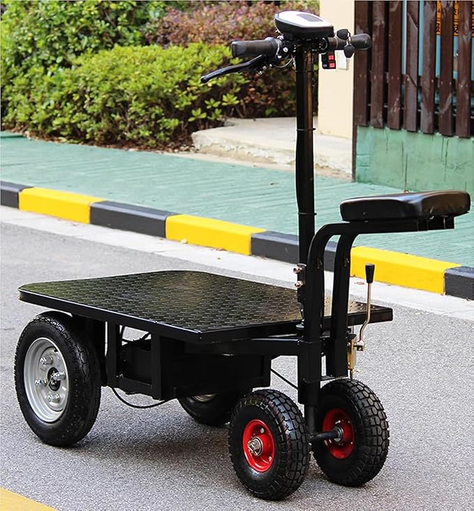 Electric Flatbed Durable Heavy Duty Steel Flatbed Cart Folding Hand Cart 600kg Capacity Reinforced Hand Truck for Warehouse Logistics Construction