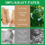 Honeycomb Packing Paper Wrap 12"x60' Recycled Bubble Cushioning Wrap Roll Eco Friendly Shipping Boxes Moving Wrap Packing Supplies Material with 10 Fragile Sticker Labels