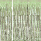 3 Pack Foil Fringe Backdrop - Light Green Shiny Tinsel Curtains for Party Decoration/Photo Booth Props - 3.3x8.2 FT Metallic Foil Backdrop for Birthday, Wedding, Graduation, Christmas