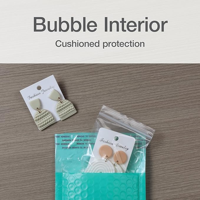 Quality Park Bubble Mailers, 4 x 8 Shipping Envelopes, Self-Seal, Small Teal Padded Envelopes, Redi-Strip Peel Off Closure, 50 Per Box (QUA85915)