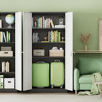 INTERGREAT Metal Storage Cabinet,72" Steel Lockable Cabinet with Locking Doors and Adjustable Shelves,Locking Tool Cabinets for Office,Home,Garage,Gym,School (Black Grey)