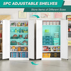 White Metal Storage Cabinet with 2 Doors and 6 Shelves,71" Tall Metal Cabinet with Lock,Lockable Garage Storage Cabinets,Locking File Cabinet,Steel Tool Cabinets for Home,Office,Garage,Shop