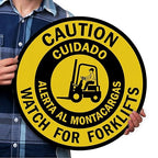 SmartSign “Caution - Watch for Forklifts” Bilingual Anti Slip Adhesive Reflective Floor Sign | 17" x 17"