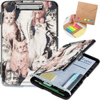Clipboard with Storage,Storage Clipboard with Pen Holder,Heavy Duty Plastic Storage Clipboard with Low Profile Clip, Clipboard Folder, Teacher Must Haves, Office Supplies,Many Cute Cats